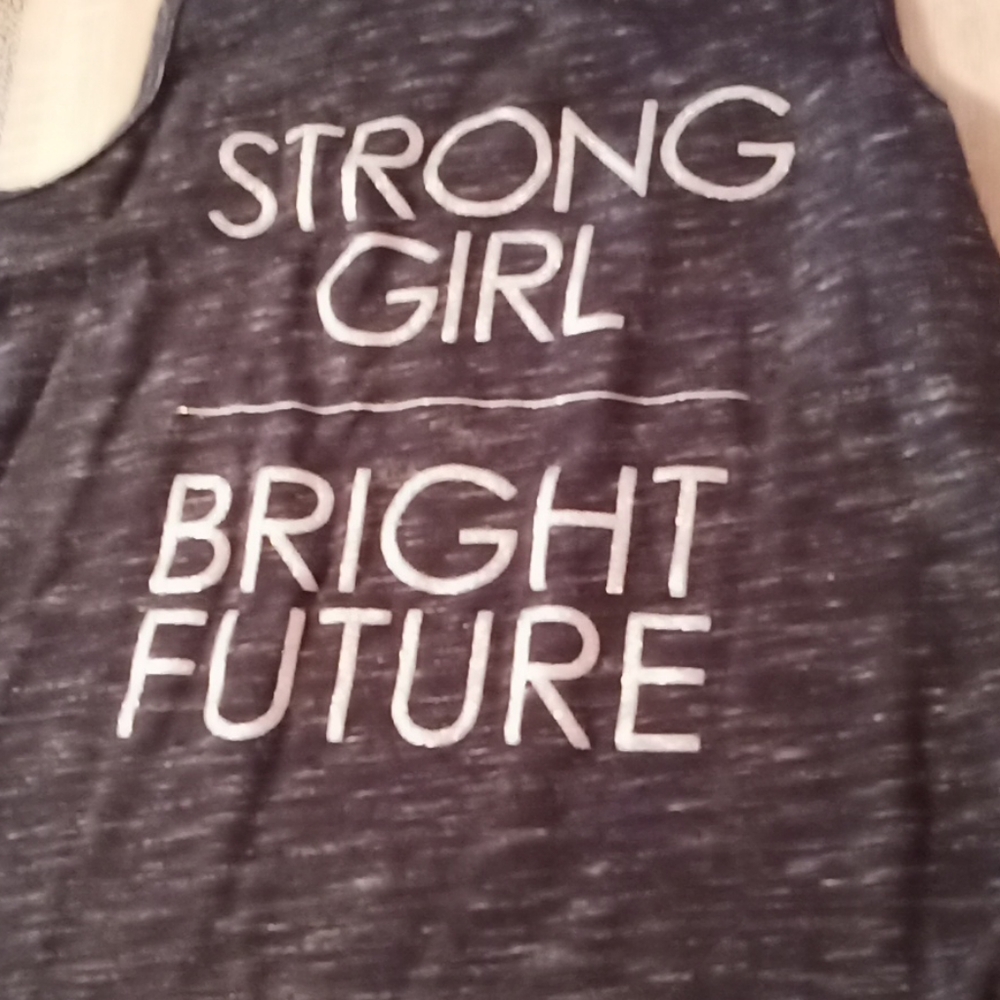 Grey Tank 'Strong Girl Bright Future' Sparkle Text